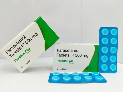 Paracetamol 500mg tablets, boxes and blister strip